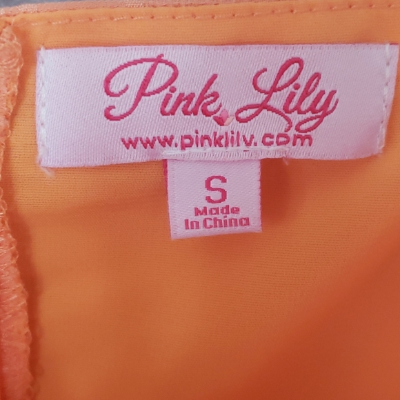 *NWOT* Pink Lily Orange Ruffled Dress - Picture 4 of 4
